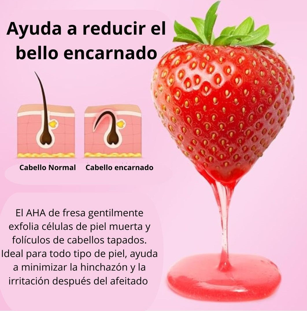 Aceite para Después del Afeitado de Fresa y Vainilla para Mujeres para Piel Suave, + SERUM aclarante para el cuerpo