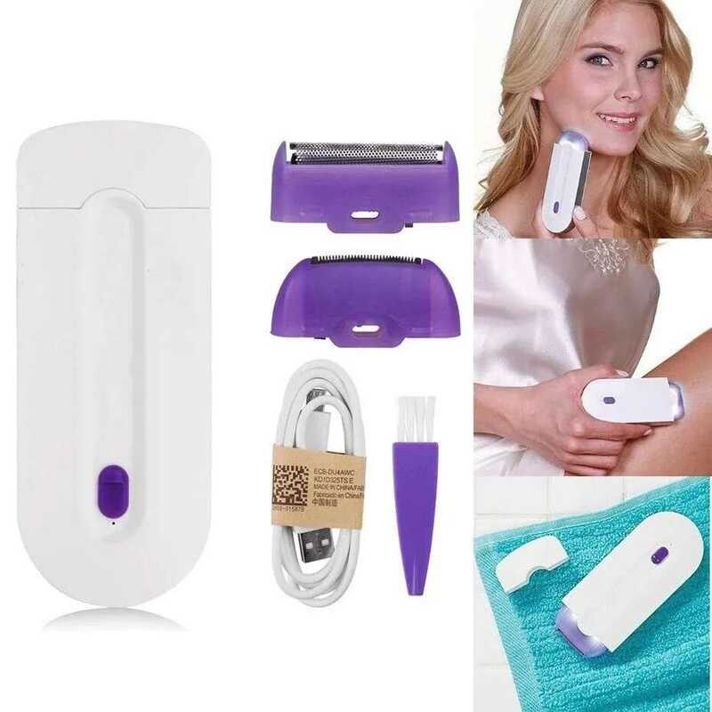 Depiladora 2 en 1 para mujer, unidad recargable de vello corporal facial táctil sin dolor para depilación corporal sin dolor